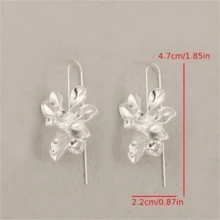 1 Pair Vintage Palace Style Floral Print Earrings, Elegant & Personalized Wear, Fashion Party Earrings For Women - Antique Silver - View 5