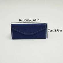 1 cutie triunghiulară pliabilă pentru ochelari de soare, cutie de ochelari vintage din denim de înaltă calitate, portabilă