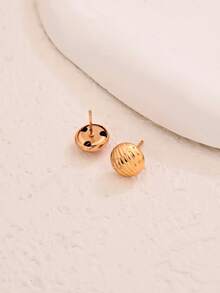 1对简约几何耳环，休闲通勤风格，女士款 - 金黃色 - 查看 4