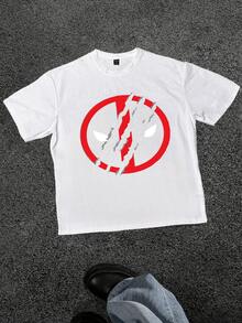 Deadpool Inspired Graphic Digital Print 1pcs Men's Round Neck Short Sleeve 220g T Shirt Comic Book Hero Theme Oversized 100% Cotton Casual Undershirt Tops Streetwear - 白色 - 查看 1