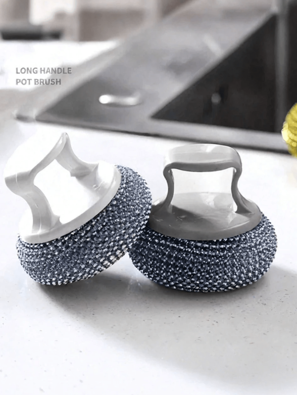 1/3 Pieces Removable Stainless Steel Wire Ball Cleaning Brush, Which Does Not Peel Off, Stick Or Damage, For Washing Dishes And Cleaning The Kitchen, Practical And Clean Kitchen Tool, Suitable For Dishes, Oil And Bathroom Cleaning, Dishwasher Brush, Pot Brush, Pot Ball Cleaning Brush, Non-Stick Pan Cleaning Brush, Ergonomic Design With Handle, New Steel Ball Brush, Pot Brush, Kitchen Utensils