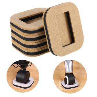 5/10/15 PCS Felt Furniture Coasters Caster Cups, Bed Office Chair Furniture Wheel Stoppers To Prevent Sliding, Felt Bottom Furniture Pads For Hardwood Floors, Prevent Scratches (Beige, L: 2.1inch * W:1.3inch)