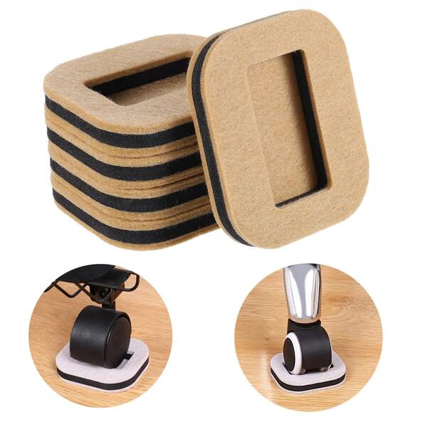 5/10/15 piezas Fieltro Protectores de ruedas de muebles, topes de sillas de ruedas de oficina y cama para evitar deslizamientos, almohadillas de fieltro para evitar arañazos en pisos de madera dura (Beige, L: 2,1 pulgadas * W:1,3 pulgadas)
