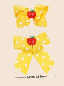 2 bucăți/Set de agrafe de păr nou sosire, cu fundiție, înapoi la școală, realizate manual cu buline imprimate, set de accesorii de păr pentru fete, decorațiuni pentru păr pentru copii, agrafe drăguțe pentru uz zilnic