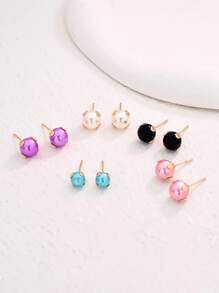 1 Pair Fashionable Simple Versatile High-End Cute Multi-Color Pearl Stud Earrings For Women