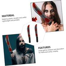 1 件万圣节仿真塑料刀，带血砍刀，万圣节装饰血砍刀戏法道具 - 彩色 - 查看 6