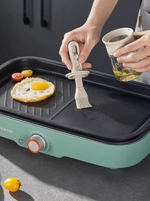 1 Stück integrierter Öltopf mit Pinsel und Deckel, hochtempera turbeständiger Silikonölpinsel und Flasche aus Glas, einziehbarer Backen- und Grillpinsel, Grillbesteck, Kochen, Backölpinsel und Öltopf