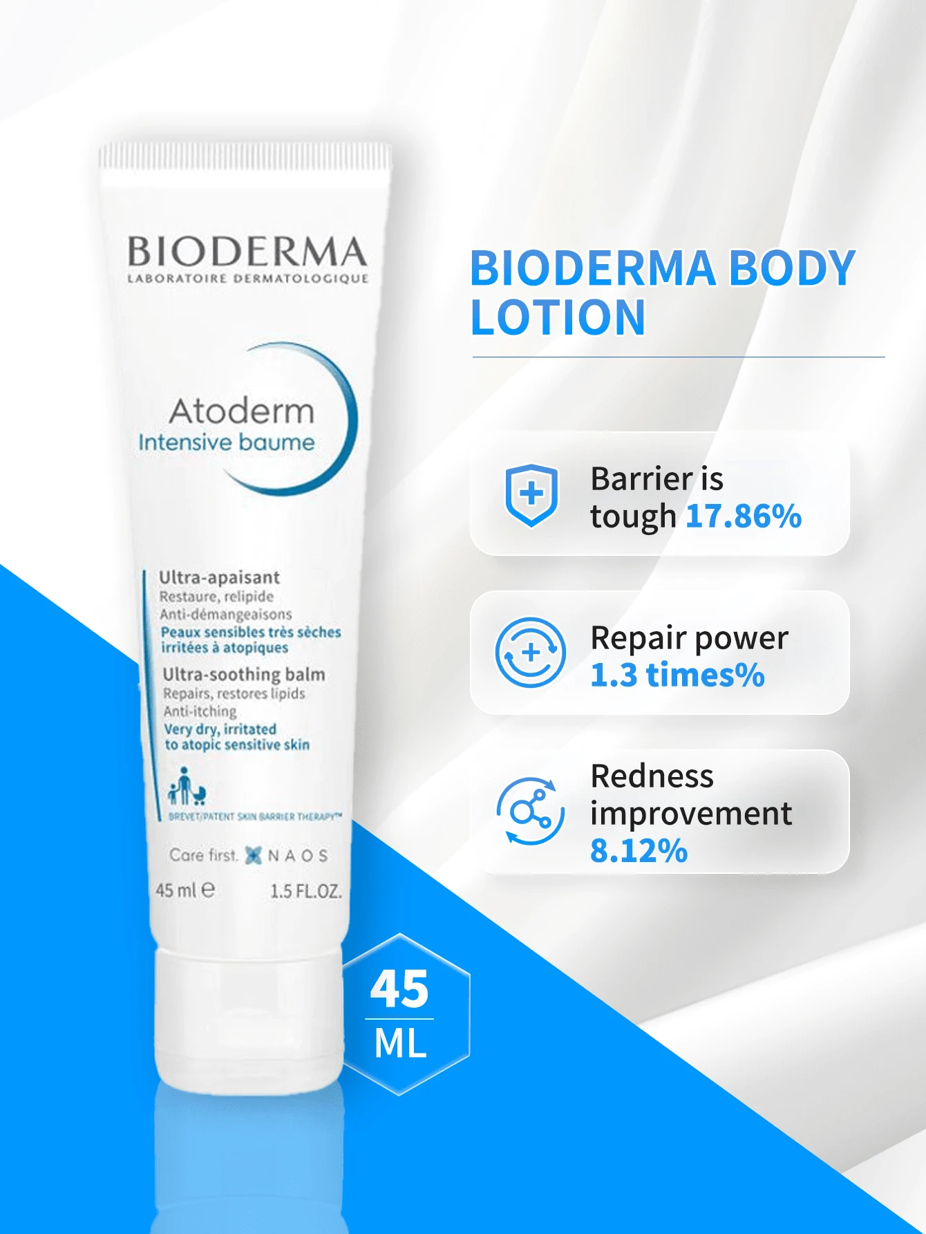 Bioderma Loción corporal de 45ml Bioderma/Beisedema - Hidratante, reparadora de barrera, calmante