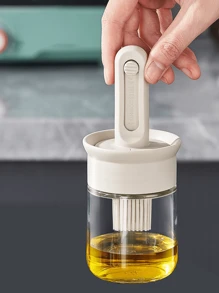 1 Stück integrierter Öltopf mit Pinsel und Deckel, hochtempera turbeständiger Silikonölpinsel und Flasche aus Glas, einziehbarer Backen- und Grillpinsel, Grillbesteck, Kochen, Backölpinsel und Öltopf
