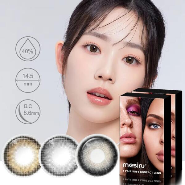 1 paire de lentilles de contact couleur grise de haute qualité 14,5 mm, jetables 1 an, 2 pièces