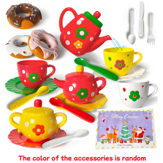 Tea Party Set For Little Girls, Pretend Tea Pot Set, Princess Tea Time Kitchen Toys, Birthday Cup Easter Christmas Gift For Children 3 4 5 6 Years Old