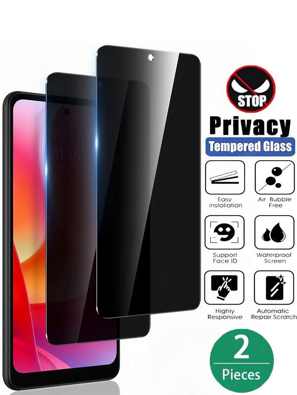 2pcs Anti-Spy Tempered Glass Screen Protector Compatible With IPhone/ Galaxy/Mi/Redmi/Honor/ - Anti-Drop, Anti-Shatter, Anti-Spy, Ultra Clear, Smooth Touch, Scratch Resistant, Dust-Proof, Waterproof, Fingerprint Resistant