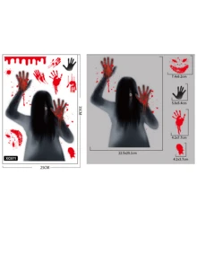 万圣节窗户贴纸，可怕的死神，女鬼，血手印，血迹，骷髅，万圣节派对装饰，营造幽灵般的节日氛围，大尺寸贴纸，图案吓人，吓唬游客 - 彩色 - 查看 19