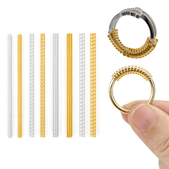 Ring Size Adjuster, Suitable For Loose Rings, 4 Different Sizes Of Plastic Protective Rings For Jewelry Fitting, Male And Female Invisible Coil Wrapped Ring Tightener, Insert To Make The Ring Smaller Without Adjusting The Size (Gold)