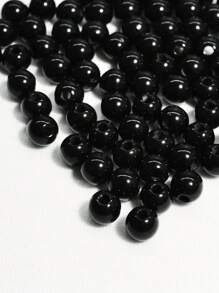 1 Pack 20-500pcs 6-16mm Black Acrylic Round Beads With Hole, Suitable For DIY Jewelry Making, Bracelet And Craft Accessories