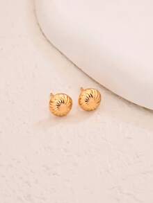 1对简约几何耳环，休闲通勤风格，女士款 - 金黃色 - 查看 9