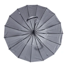 Sombrilla clásica para adulto bastón curvo 16 varillas 92cm diámetro resistente protección lluvia paraguas duradero elegante moda accesorios adultos caminatas exterior - Negro - Ver 4