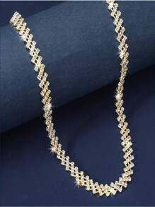 1pc Luxury Rhinestone Claw Chain Welding Necklace, Women's Gift For Wedding, Engagement, Gala