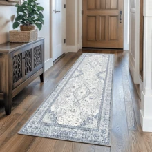 Gdieo Vintage Machine-Washable Non-Slip Runner Rug - Low Pile Lightweight Area Carpet For Indoor Hallway, Entryway, Kitchen, Living Room & Corridor Mat Home Decoration Rug, Blue And White Porcelain Style, Thanksgiving Christmas Gift,BLUE - 藍色 - 查看 5