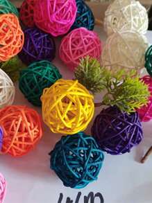 12pcs Decorative Rattan Balls, Red, Blue And White Balls, Independence Day Home Decoration, Classroom Decoration, Decorative Filling Of Craft Vases, Table Party Supplies Decoration