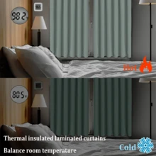 2 件装极简主义鼠尾草绿色遮光窗帘，黑色遮光涂层，100% 遮光，隔音，隔热，隐私保护，索环顶部，轻质涤纶面料，可水洗，适用于卧室、客厅、办公室、户外遮阳，100gsm - 薄荷綠 - 查看 7