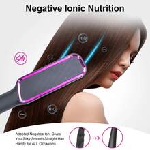 Peine alisador multifuncional, peine eléctrico resistente al calor, alisador de cabello cerámico anti-quemaduras con calentamiento rápido para uso doméstico y salón - Tipo de Enchufe A USA (110-127V) - Ver 5