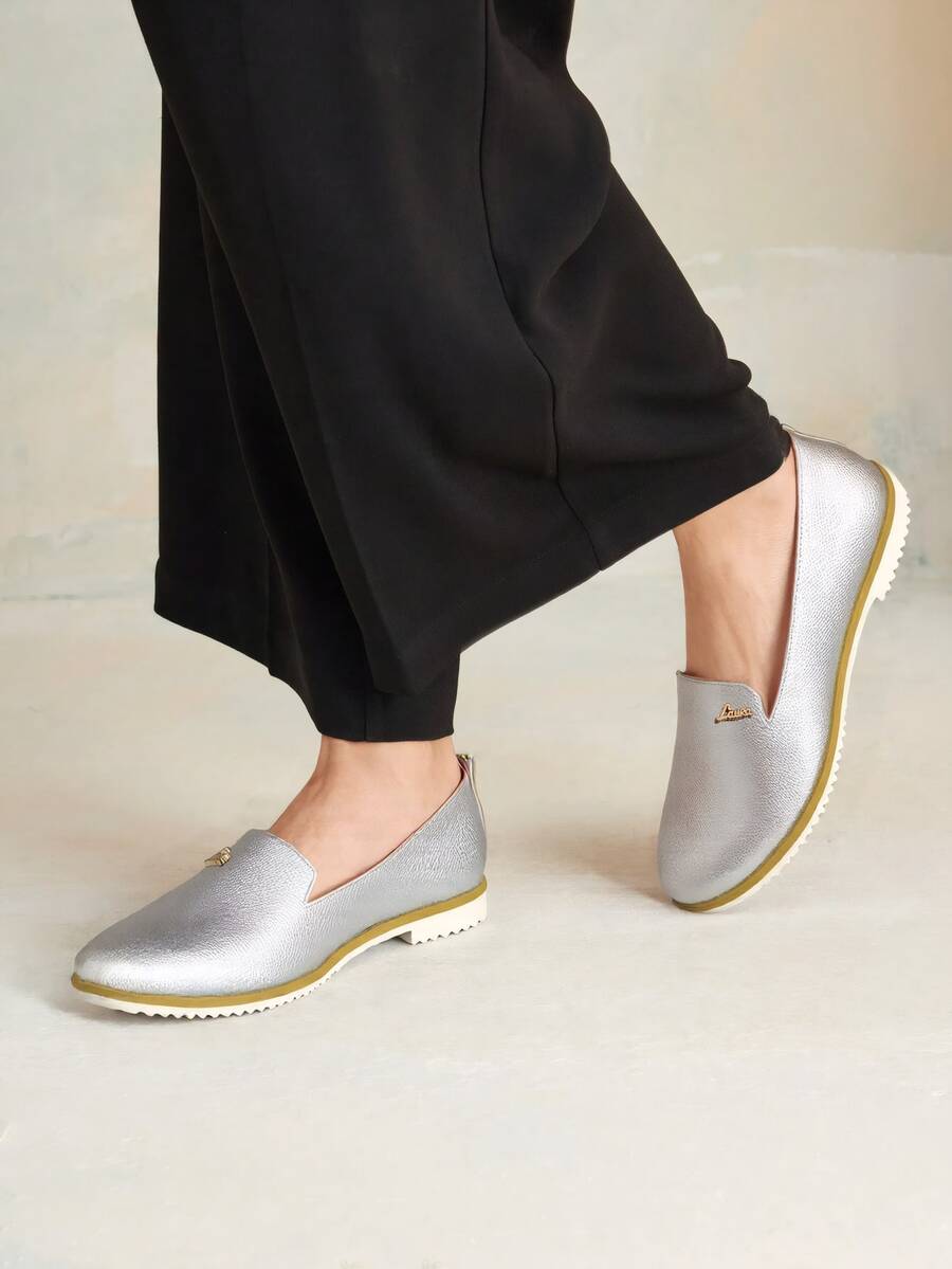 REVREAL Classic Black Loafers - Silver - View 1