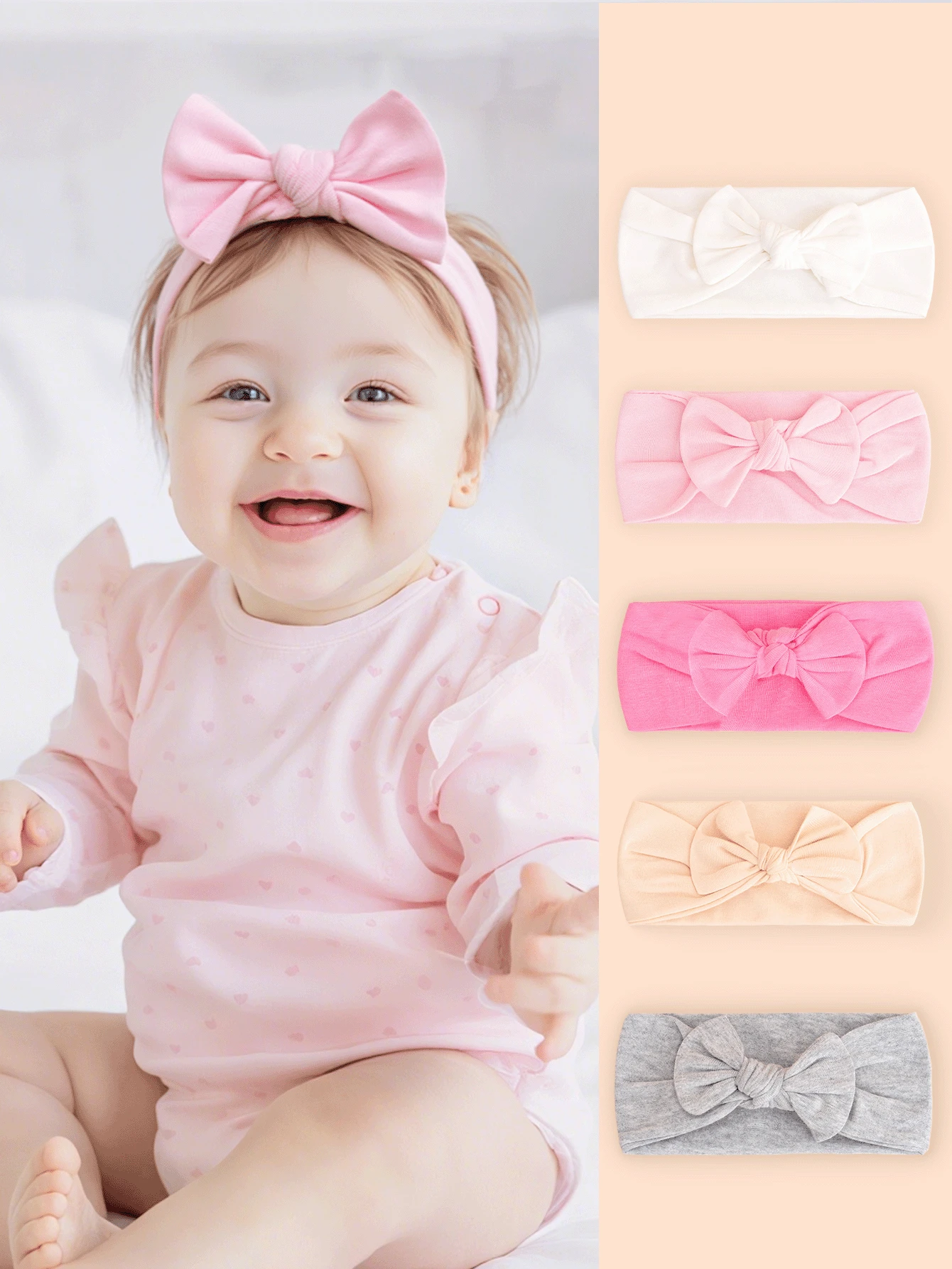 1pc/3pcs Soft & Breathable Cotton Headbands For Baby, Elastic & Gentle, Suitable For 0-3 Month Old Babies, Decoration And Bathing, Great Gift - Multicolor - View 1