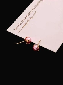 1 Pair Fashionable Simple Versatile High-End Cute Multi-Color Pearl Stud Earrings For Women