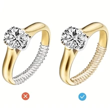 Ajustador de anillo, apto para anillos flojos, 4 diferentes tamaños de anillos protectores de plástico para ajuste de joyas, apretador de anillo invisible enrollado masculino y femenino, insertar para hacer que el anillo sea talla grande pequeño sin ajustar el tamaño (Dorado)