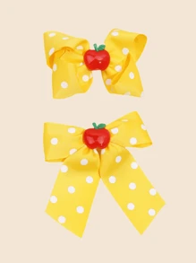 2 bucăți/Set de agrafe de păr nou sosire, cu fundiție, înapoi la școală, realizate manual cu buline imprimate, set de accesorii de păr pentru fete, decorațiuni pentru păr pentru copii, agrafe drăguțe pentru uz zilnic