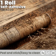 1 卷带有木纹设计的复古壁纸，加厚自粘式可移除接触纸，带有工业风格图案的自粘式 PVC 墙贴，适用于客厅、厨房、卧室、宿舍火锅餐厅。 - 棕色 - 查看 2
