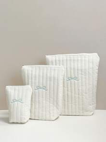 3 件套蝴蝶结便携式旅行收纳袋，卡通动物拉链收纳袋，可收纳尿布、奶瓶、婴儿用品、妈妈化妆包