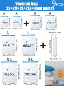 1/6pcs Vacuum Storage Bags, Clear Quality Compression Bags, Multi-Functional Vacuum Bags, Foldable Compression Bags Suitable For Travel Essentials, Clothes, Bedding, Blankets, Easily Portable Storage Bags With Hand Pump, No Electricity Required, Suitable For Decorative Items, Holiday, Room, Home, Bedroom, Dresses, Pants, Shoes, Jeans, Boots - Multicolor - View 2