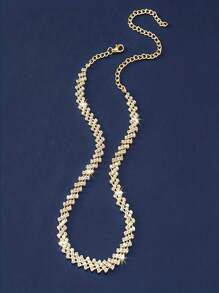 1pc Luxury Rhinestone Claw Chain Welding Necklace, Women's Gift For Wedding, Engagement, Gala