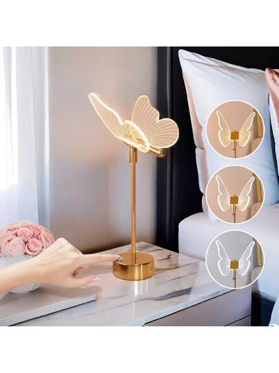 Candeeiro de mesa borboleta luz noturna nórdica para quarto bivolt 3cors