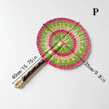 1pc 9.84"/15.75" Handmade Colorful Woven Round Fan, African Element Wall Decor, Hand Fan For Summer Travel And Leisure