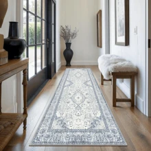 Gdieo Vintage Machine-Washable Non-Slip Runner Rug - Low Pile Lightweight Area Carpet For Indoor Hallway, Entryway, Kitchen, Living Room & Corridor Mat Home Decoration Rug, Blue And White Porcelain Style, Thanksgiving Christmas Gift,BLUE - 藍色 - 查看 4