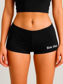 Black Shorts Low Waist Fitness Casual Baby Girl - 黑色 - 查看 1