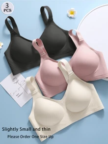 3pcs Seamless Jelly Bra Comfortable Push-Up Bra, Wire-Free,Slightly Small, Please Order One Size Up - Multicolor - View 1