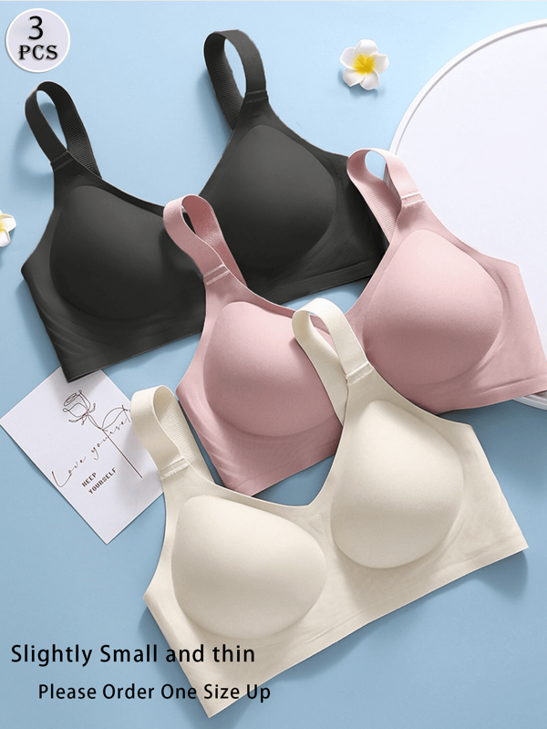 3 Stück nahtloser Gelee-BH Bequemer Push-Up-BH, ohne Bügel, etwas klein, bitte eine Nummer größer bestellen