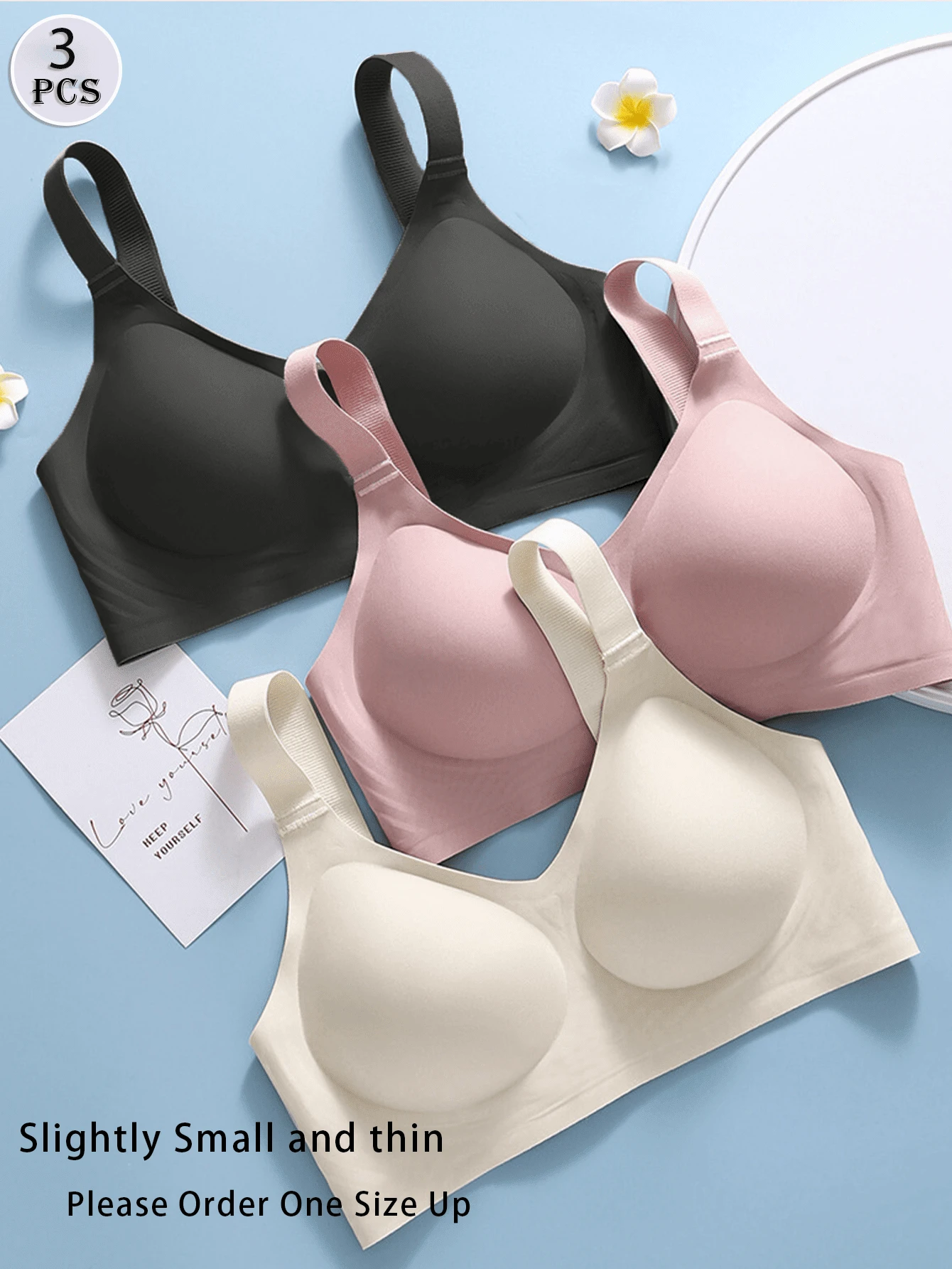 3pcs Seamless Jelly Bra Comfortable Push-Up Bra, Wire-Free,Slightly Small, Please Order One Size Up - Multicolor - View 1