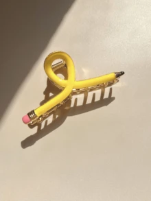 女孩铅笔形发夹，黄色铅笔设计春季返校教师发饰 - A - 查看 5