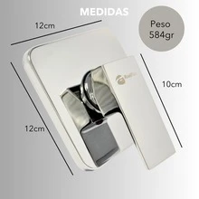 Llave mezcladora monomando para regadera de acero inoxidable cromado resistente cuadrada estilo moderno color plateado ideal para baño elegante y fácil instalación