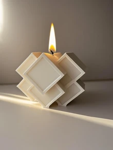1pc Handmade Geometric Cube Shaped Candle, Decorative Candle, Scented Candle, Suitable For Home Decor, Fireplace, Living Room, Center Pieces, Office, Holiday Gifts