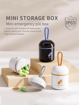 1 pieza Caja de píldoras portátil y mini con dos compartimentos - Diseño sellado a prueba de humedad, contenedor duradero para almacenar medicamentos para llevar al aire libre