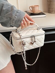 Túi xách thời trang mới, cổ điển, chất liệu PU chống thấm nước, chống mài mòn và trầy xước, thiết kế khóa kéo, túi tote, túi dây xích, ví nữ, thích hợp cho du lịch, mua sắm và đi làm. Thích hợp cho du lịch mùa xuân. - Màu be - Xem 6