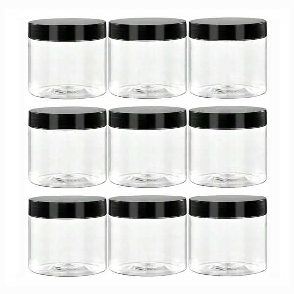 9pcs 7cm Diameter Plastic Storage Jars With Lids, Paints, Creams, Masks, Eye Cream, Face Cream PET Wide Mouth Clear Sample Packaging Bottles, Travel Cosmetics Containers