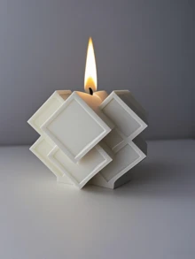 1pc Handmade Geometric Cube Shaped Candle, Decorative Candle, Scented Candle, Suitable For Home Decor, Fireplace, Living Room, Center Pieces, Office, Holiday Gifts