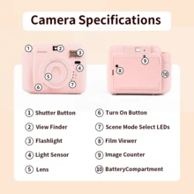 Popoto Instant Camera Holiday Set, For Instant Mini Films, With Cloth Bag, Stickers, Album And More Accessory Set, For Holiday Gift/ Outdoor/Party/Girlfriend White, Pink Optional (Not Include Battery)